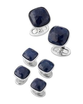 Jan Leslie Jan Leslie Sapphire Square Sterling Cufflink Stud Set