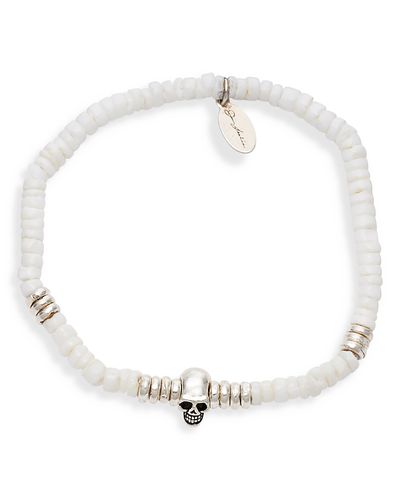 Jan Leslie Jan Leslie Shell & Sterling Silver Beaded Skull Bracelet