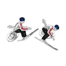 Jan Leslie Jan Leslie Skier Moving Sterling Cufflinks