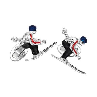 Jan Leslie Jan Leslie Skier Moving Sterling Cufflinks