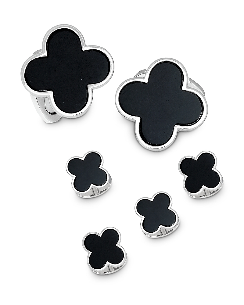 Jan Leslie Jan Leslie Sterling Silver & Onyx Clover Stud Set