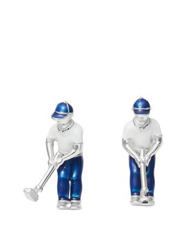 Jan Leslie Jan Leslie Swinging Golfer Hand Painted Sterling Silver Cufflinks