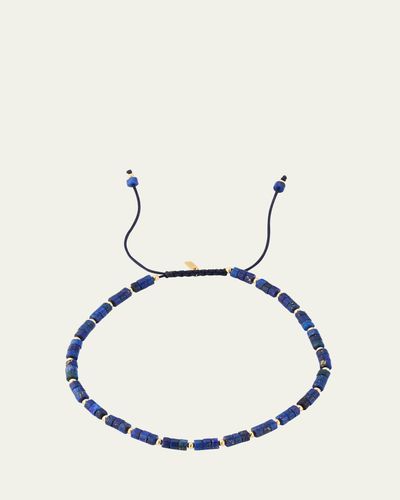 Jan Leslie Men's 18K Gold Lapis Beaded Bracelet