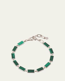 Jan Leslie Men's Malachite Rectangle Link Bracelet