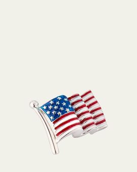 Jan Leslie Men's Sterling Silver American Flag Lapel Pin