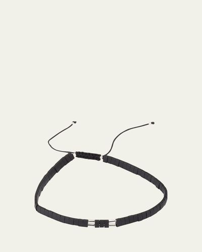 Jan Leslie Men's Sterling Silver and Chiclet Beaded Pull Cord Bracelet