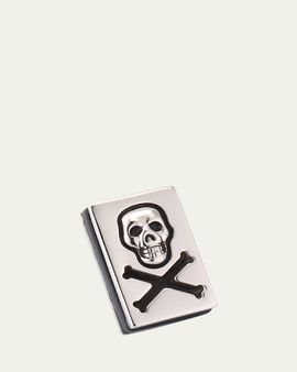 Jan Leslie Men's Sterling Silver Skull and Crossbones Lapel Pin