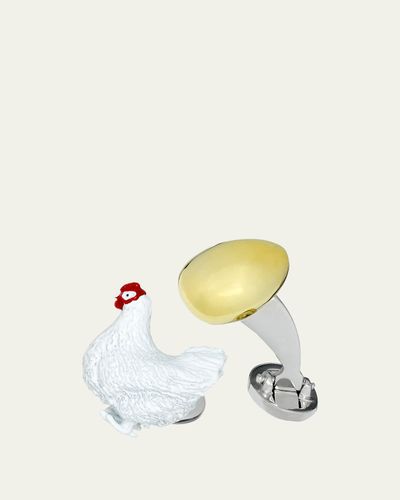 Jan Leslie Men's The Chicken & The Egg Sterling Silver Cufflinks