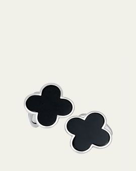 Jan Leslie Onyx Clover Cuff Links