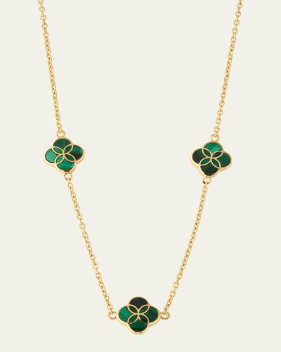 Jan Leslie Triple Petal Gemstone Station Necklace