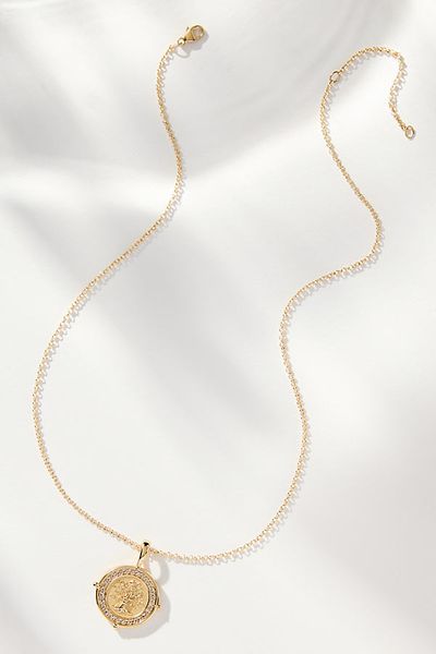 Jane Win Faith Petite Embellished Coin Necklace