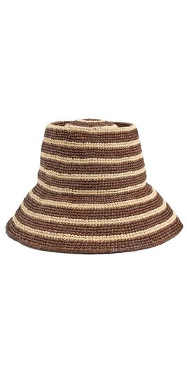 Janessa Leone Janessa Leone Felix Straw Hat Walnut Stripe