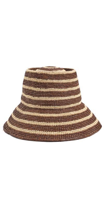 Janessa Leone Janessa Leone Felix Straw Hat Walnut Stripe