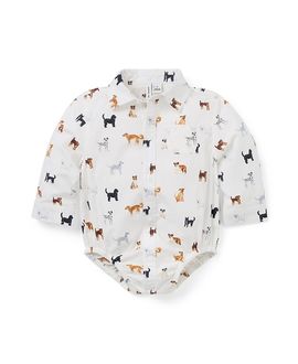 Janie And Jack Janie and Jack Boys' Poplin Dog Friends Bodysuit