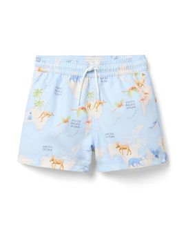 Janie And Jack Janie and Jack Boys' Recycled Animal Map Swim Trunk