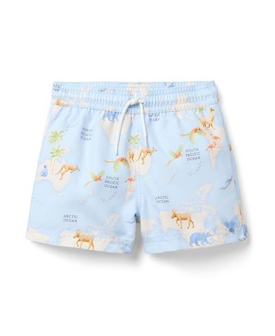 Janie And Jack Janie and Jack Boys' Recycled Animal Map Swim Trunk
