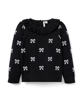Janie And Jack Janie and Jack Girls' Bow Puff Sleeve Sweater
