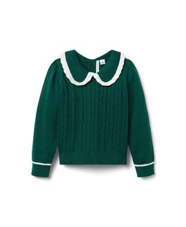 Janie And Jack Janie and Jack Girls' Cable Knit Collared Sweater