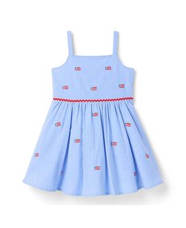 Janie And Jack Janie and Jack Girls' Oxford Flag Embroidered Dress