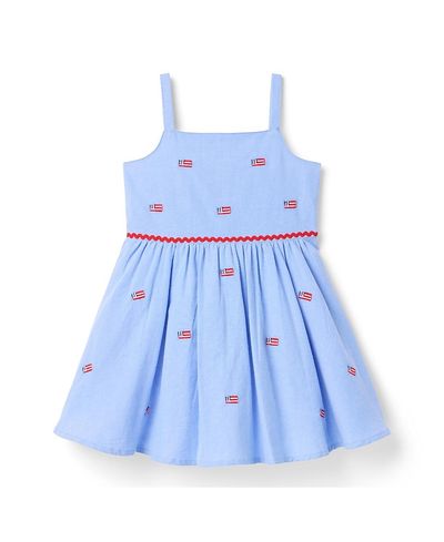 Janie And Jack Janie and Jack Girls' Oxford Flag Embroidered Dress