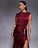 Jarlo Jarlo embellished satin midaxi dress with thigh slit in burgundy-Red - 3