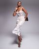 Jarlo Jarlo embroidered mesh corset midi dress in ivory-White - 1