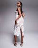 Jarlo Jarlo embroidered mesh corset midi dress in ivory-White - 2