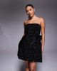 Jarlo Jarlo sequin structured mini dress with bow back in black - 1