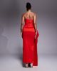 Jarlo Jarlo structured satin midaxi dress with drape detail in red - 3
