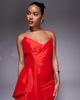 Jarlo Jarlo structured satin midaxi dress with drape detail in red - 4