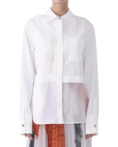 Jason Wu Collection Jason Wu Collection Collage Long Sleeve Zip Up Cotton Shirt