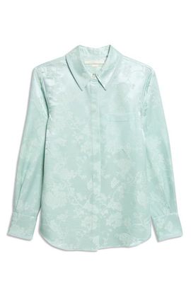 Jason Wu Collection Jason Wu Collection Floral Wool & Silk Satin Jacquard Button-Up Shirt