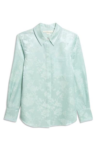 Jason Wu Collection Jason Wu Collection Floral Wool & Silk Satin Jacquard Button-Up Shirt