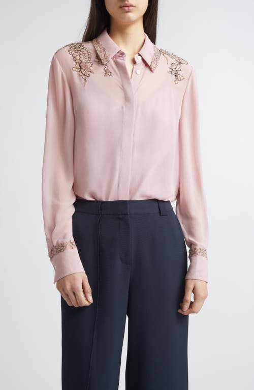 Jason Wu Collection Jason Wu Collection Lace Trim Georgette Button-Up Shirt