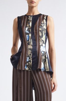 Jason Wu Collection Jason Wu Collection Mixed Media Paneled Silk Top