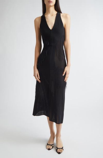 Jason Wu Collection Jason Wu Collection Sleeveless Fringe Knit V-Neck Midi Dress
