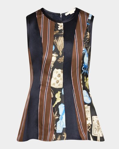 Jason Wu Collection Mixed-Media Paneled Sleeveless Peplum Top