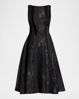 Jason Wu Collection Mixed-Media Patchwork Sleeveless Low-Back Midi Dress