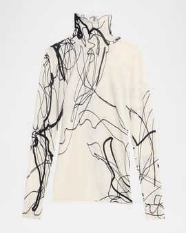 Jason Wu Collection Scribble-Print Turtleneck Wool Sweater