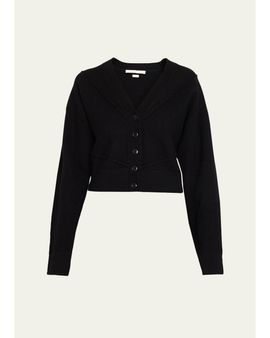 Jason Wu Collection Sculptural Merino Wool Crop V-Neck Cardigan