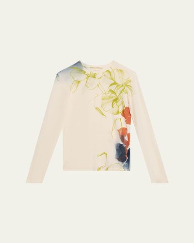 Jason Wu Collection Shadow Floral Merino Wool Crewneck Sweater