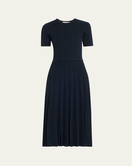 Jason Wu Collection Short Sleeve Wool Cable Midi Dress