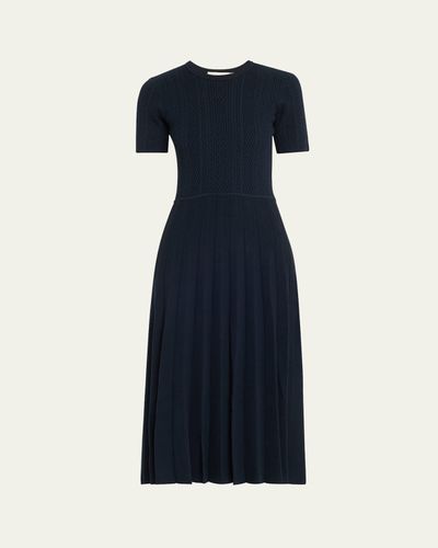 Jason Wu Collection Short Sleeve Wool Cable Midi Dress