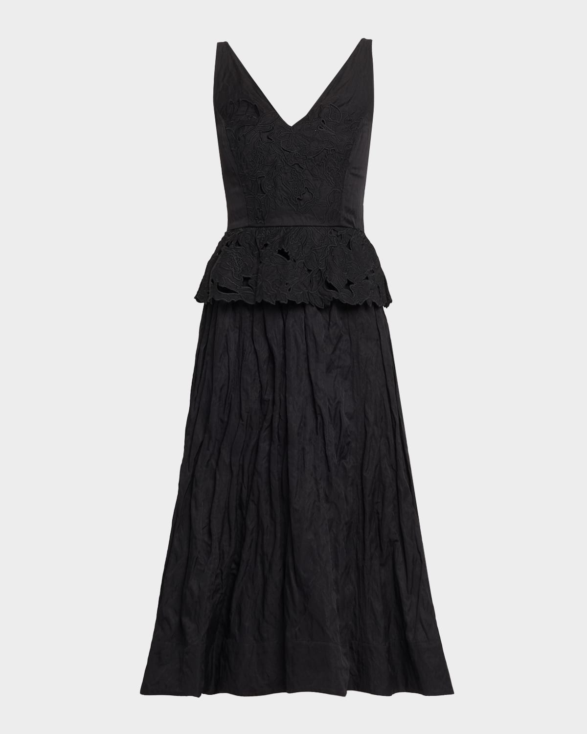 Jason Wu Collection Sleeveless Floral Embroidered Peplum Midi Dress