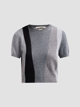 Jason Wu Collection Women's Asymmetric Panelled Short-Sleeve Wool Knit Sweater