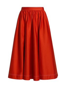 Jason Wu Collection Women's Contrast Stitch Stretch Cotton Midi-Skirt