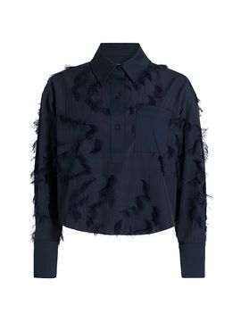 Jason Wu Collection Women's Cotton-Blend Fil Coupe Crop Shirt