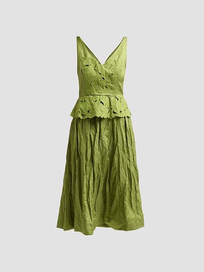 Jason Wu Collection Women's Floral Embroidered Peplum Midi Dress