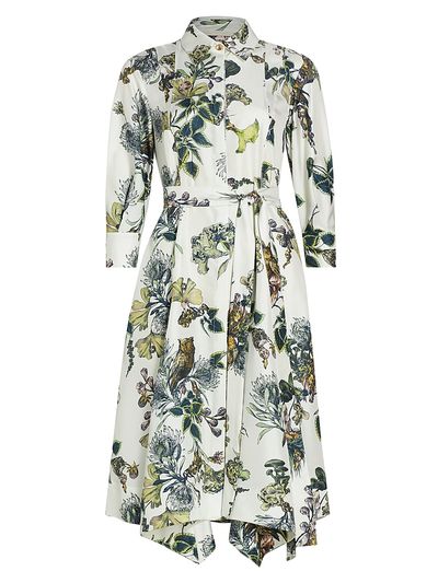 Jason Wu Collection Women's Forest Floral Silk Belted Shirtdress