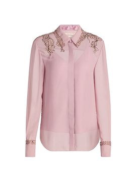 Jason Wu Collection Women's Lace-Detailed Crepe Chiffon Shirt